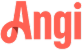 The Angi logo in bold red orange text with a stylized "A" appears on a light background, representing trusted services like Denver heating.