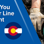 A person uses a wrench to work on a green sewer pipe. Text reads: How to Tell You Need Sewer Line Replacement in Denver. Sanders & Johnson logo is shown.